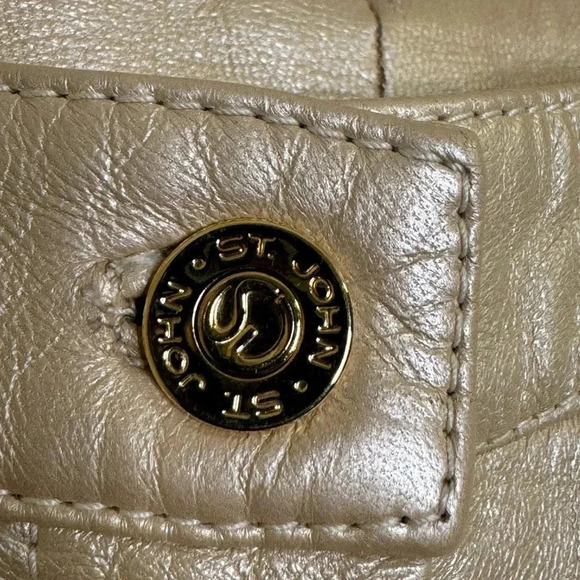 St. John - Gold  Tan Leather Straight Leg - Picture 9 of 15